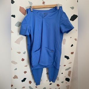 Figs Technical Collection Ceil Blue Scrub Set (XS top/XS jogger)
